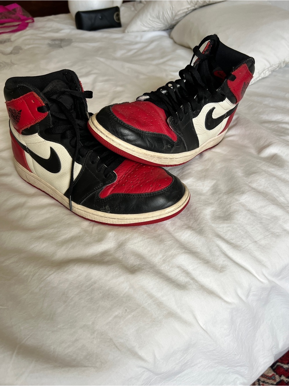 Nike High-Top Sneakers in Red, Black & White